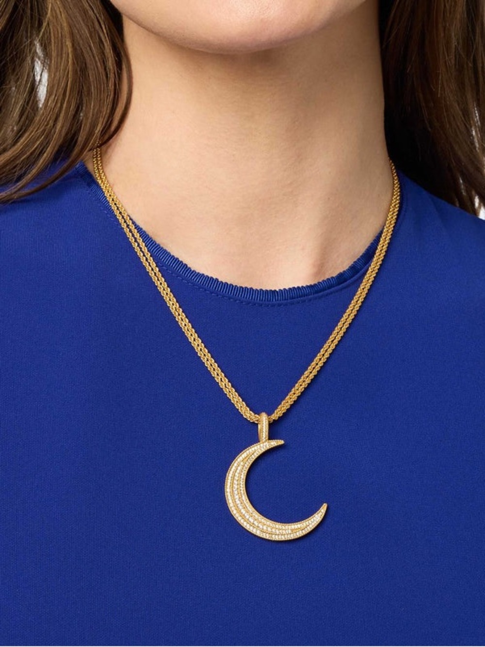 Julie Vos Luna Cubic Zirconia Moon Pendant Necklace